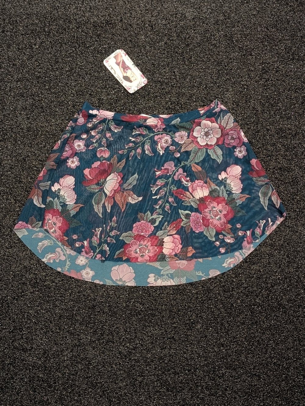 Eleve Dancewear Tulip Skirt Aspire Mesh Floral Ballet Skirt Teal & Pink Medium